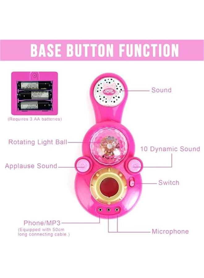 Kids Karaoke Machine with Stand,Karaoke Machine Kid,Kids Microphone with Flashing Stage Lights Adjustable Stand Gift for Age 3+ Years Old Children