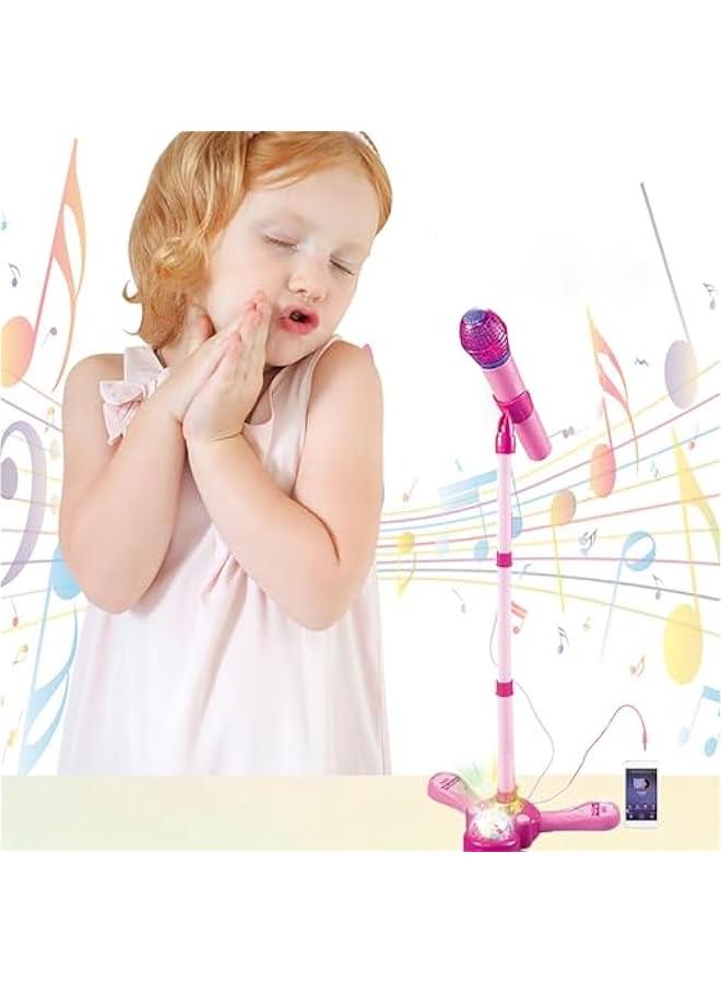 Kids Karaoke Machine with Stand,Karaoke Machine Kid,Kids Microphone with Flashing Stage Lights Adjustable Stand Gift for Age 3+ Years Old Children