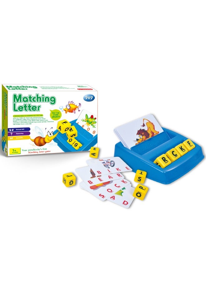 Matching Letter Game Toy, Learn English Words Puzzle Game, Picture-Based Word Card Machine, Classic Early Development Word Puzzle Toys for Ages 3+