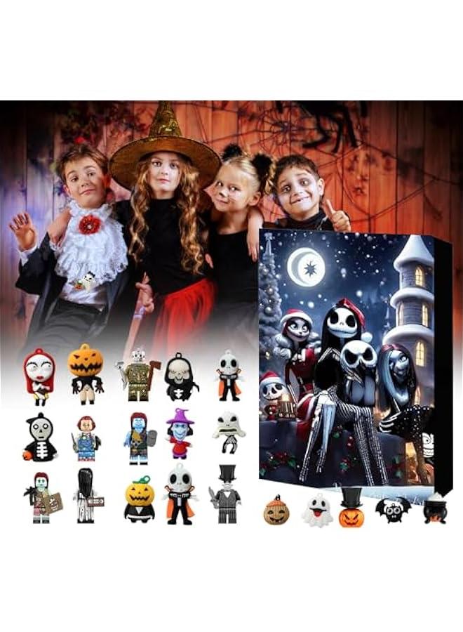 New  Blind Box Calendar 2024， Advent Calendar，advent calendar kids - Contains 24 Horror Movie Figures， Surprise  Advent Calendar Doll Collectible Figures Gift ( I)