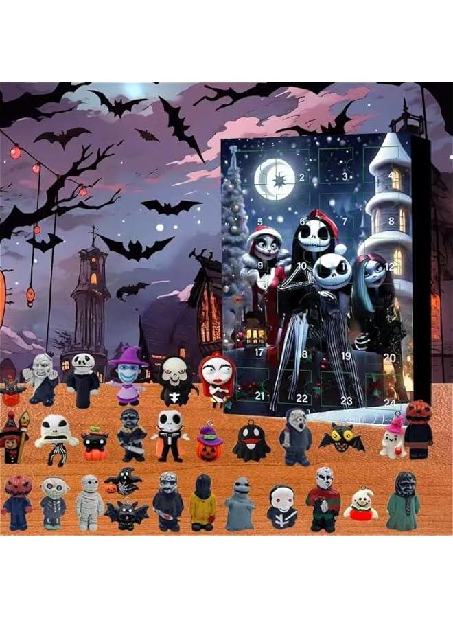 New  Blind Box Calendar 2024， Advent Calendar，advent calendar kids - Contains 24 Horror Movie Figures， Surprise  Advent Calendar Doll Collectible Figures Gift ( I)