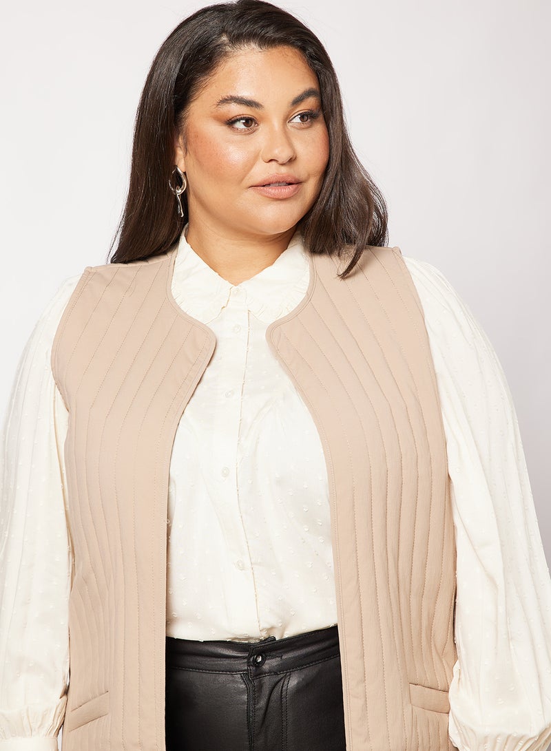 Plus Size Longline Vest Beige