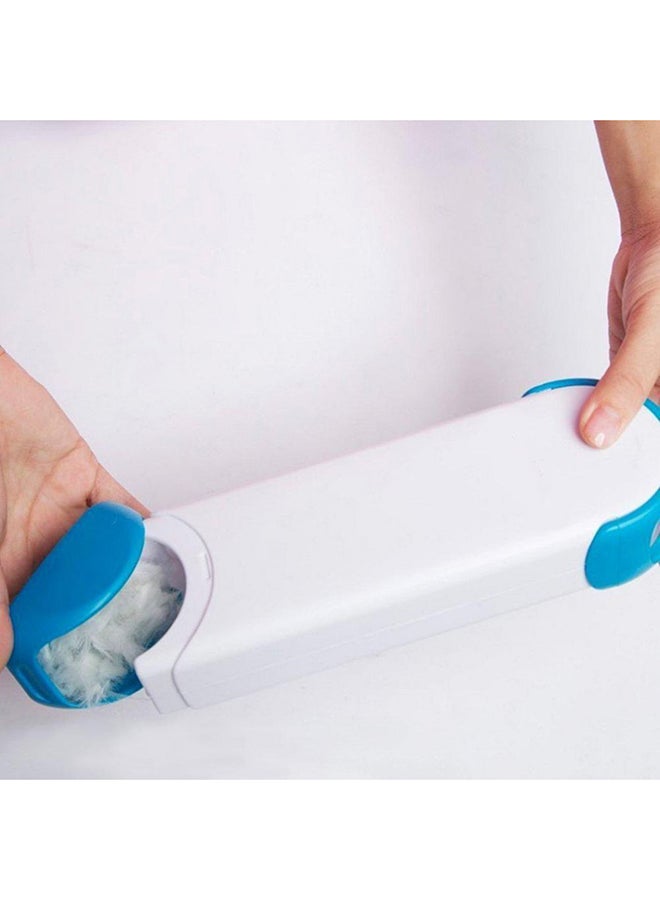 Double Sided Reusable Pet Fur Remover With Self-Cleaning Base Blue/White