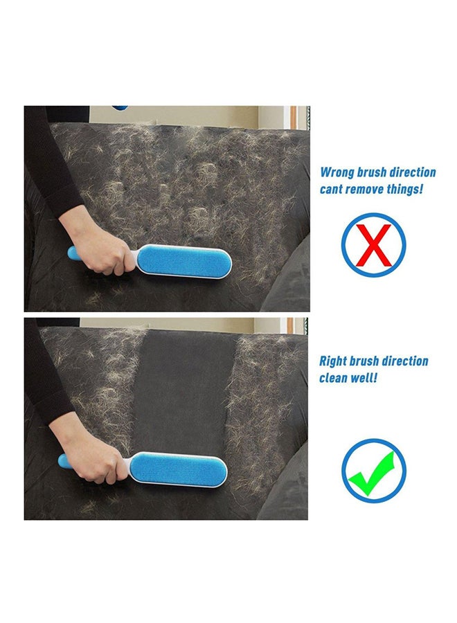 Double Sided Reusable Pet Fur Remover With Self-Cleaning Base Blue/White