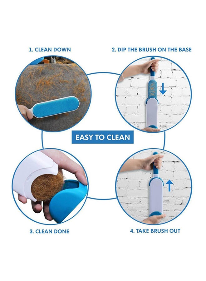 Double Sided Reusable Pet Fur Remover With Self-Cleaning Base Blue/White