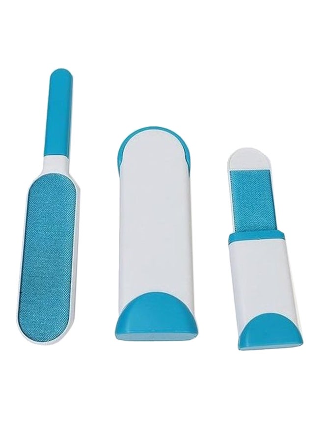 Double Sided Reusable Pet Fur Remover With Self-Cleaning Base Blue/White