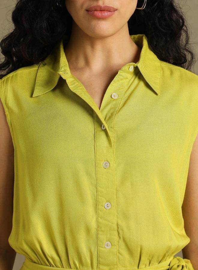 Chartreuse Wrap Mini Dress