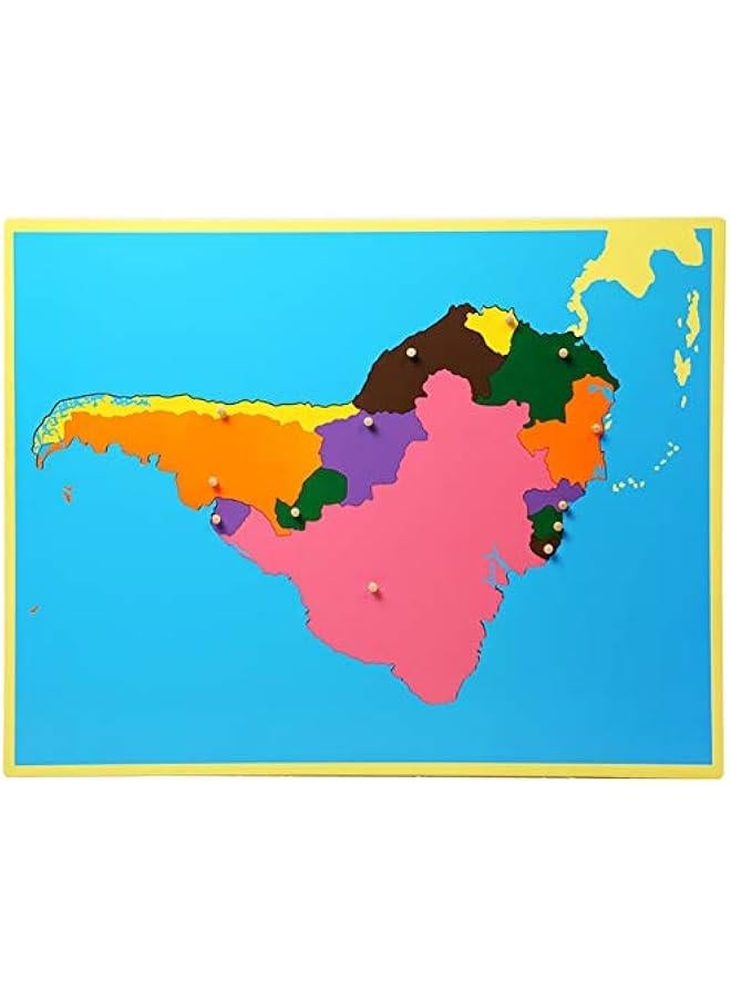 Wooden Peg Puzzle of 7 Continents, Montessori Material Teaches Geography & Shapes (22.6 17.5inch)