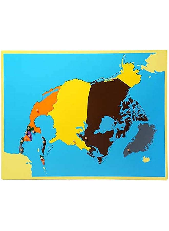 Wooden Peg Puzzle of 7 Continents, Montessori Material Teaches Geography & Shapes (22.6 17.5inch)