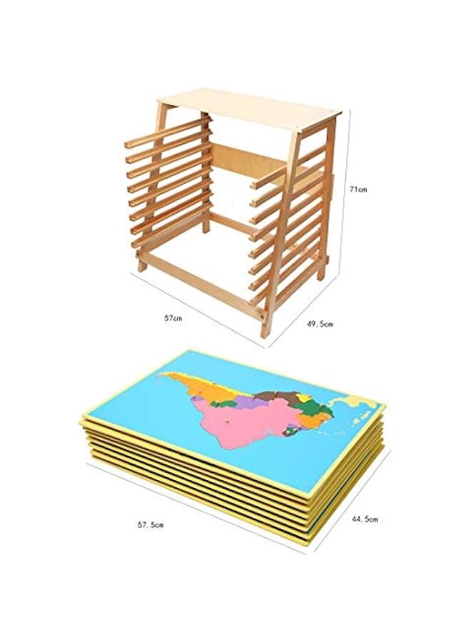 Wooden Peg Puzzle of 7 Continents, Montessori Material Teaches Geography & Shapes (22.6 17.5inch)