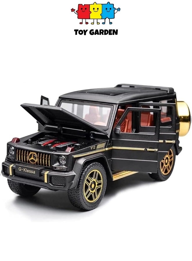 1/24 Benz G63 AMG Model Car – Zinc Alloy Pull Back Toy Car with Sound & Light | Exquisite Gift for Kids & Collectors (Black)