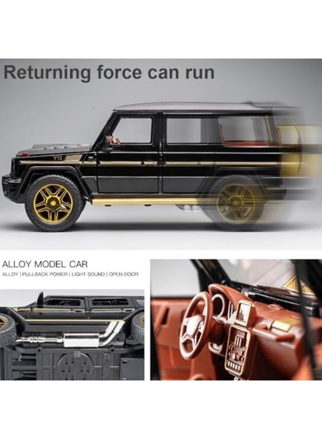 1/24 Benz G63 AMG Model Car – Zinc Alloy Pull Back Toy Car with Sound & Light | Exquisite Gift for Kids & Collectors (Black)