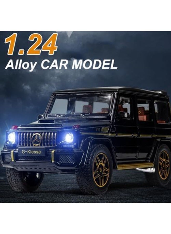 1/24 Benz G63 AMG Model Car – Zinc Alloy Pull Back Toy Car with Sound & Light | Exquisite Gift for Kids & Collectors (Black)