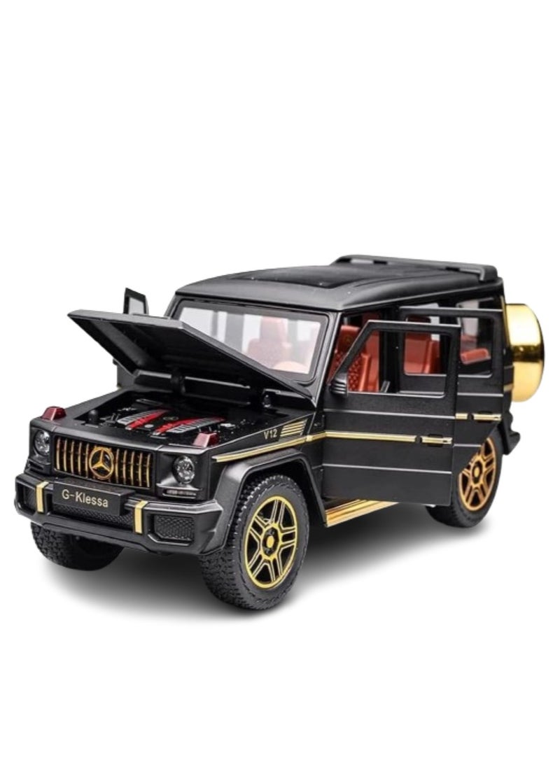 1/24 Benz G63 AMG Model Car – Zinc Alloy Pull Back Toy Car with Sound & Light | Exquisite Gift for Kids & Collectors (Black)