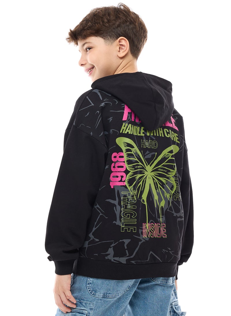 Boys' Hoodie with Bid Back Print