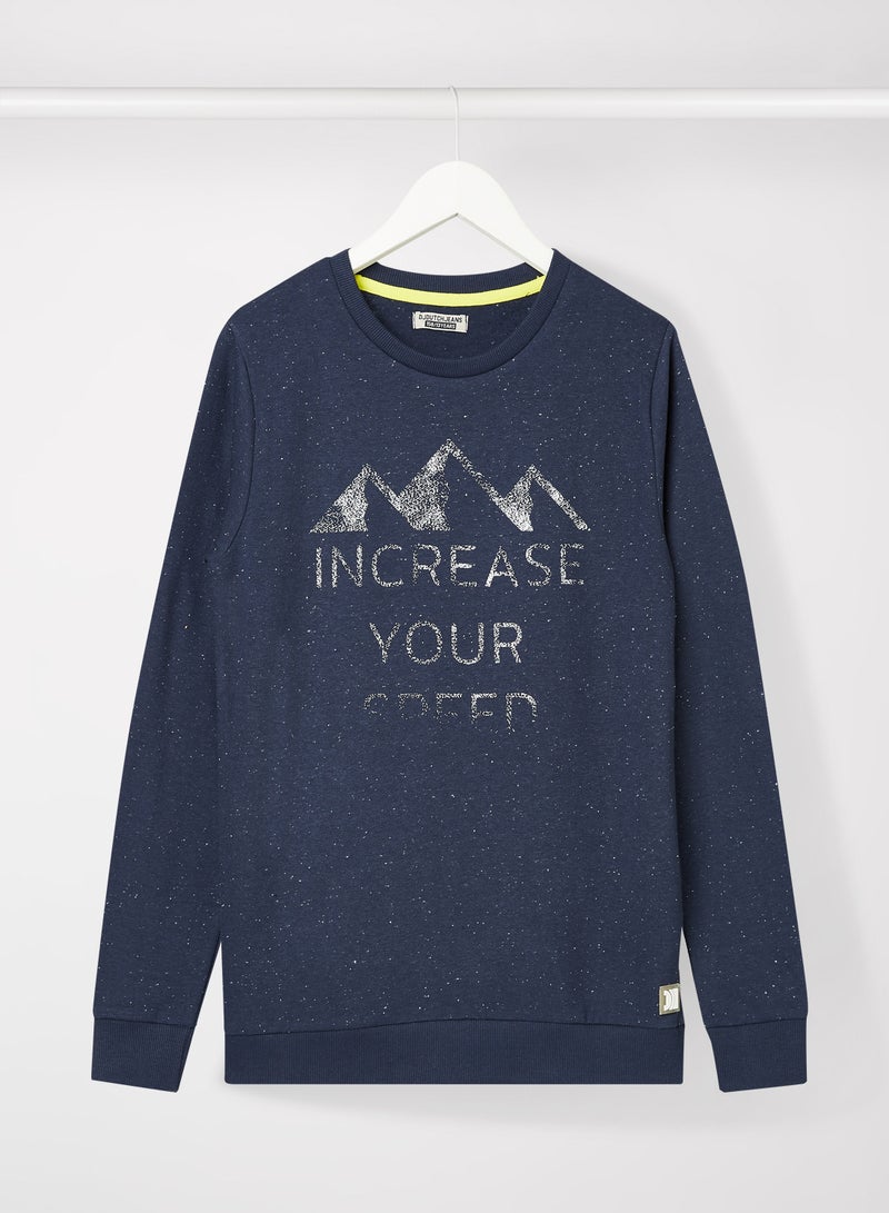 Kids/Teen Slogan Print Sweatshirt Navy