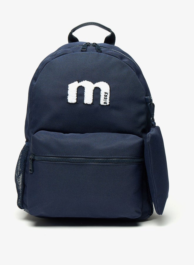 Women Missy Logo Detail Backpack with Adjustable Straps and Zip Closure