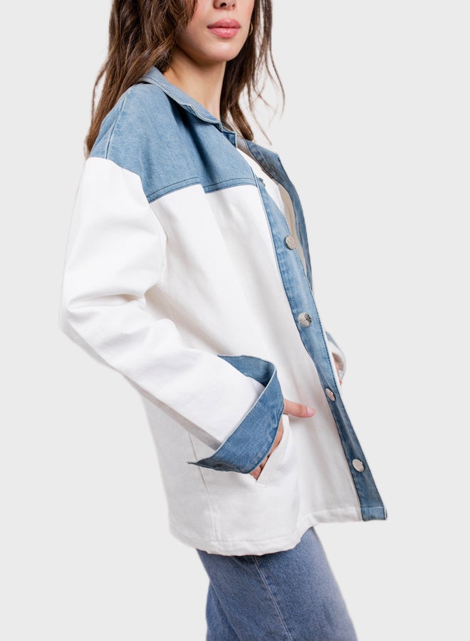 Two Toned Denim White Jacket