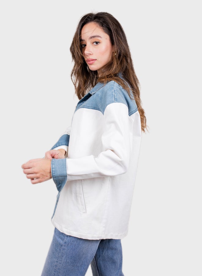 Two Toned Denim White Jacket