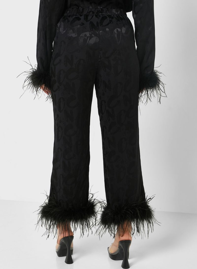 Flowy Feather Detail Pants