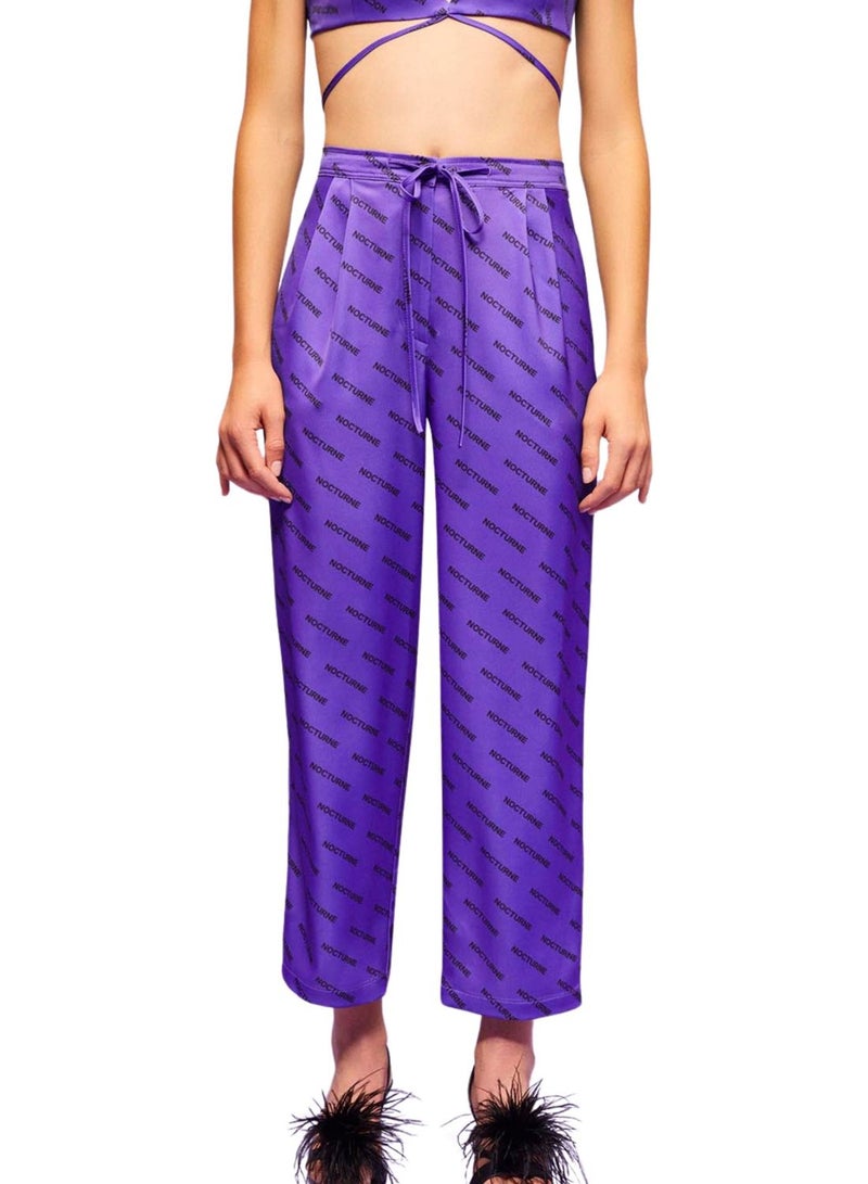 High Waist Wide Leg Logo Pants