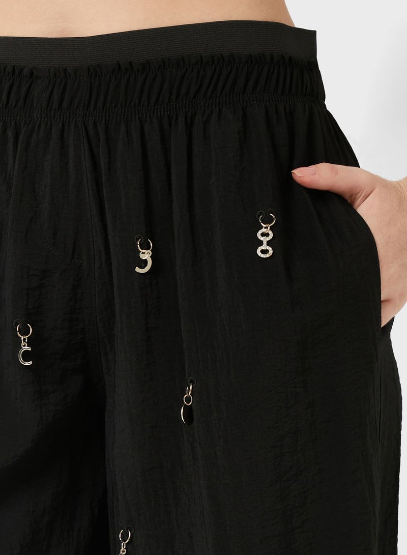 Embellished Wide Leg Pants