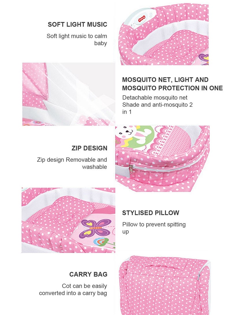 Portable And Foldable Bed With Light, Music And Diaper Changing Table