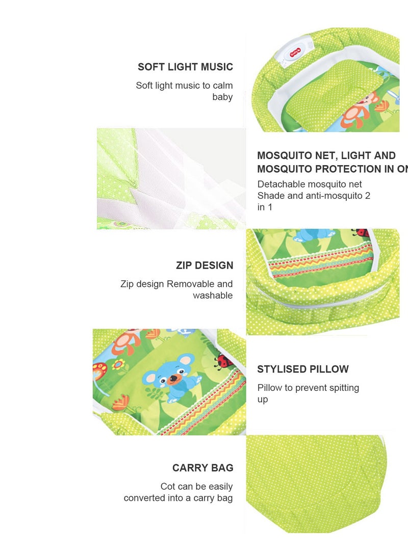 Portable And Foldable Bed With Light, Music And Diaper Changing Table