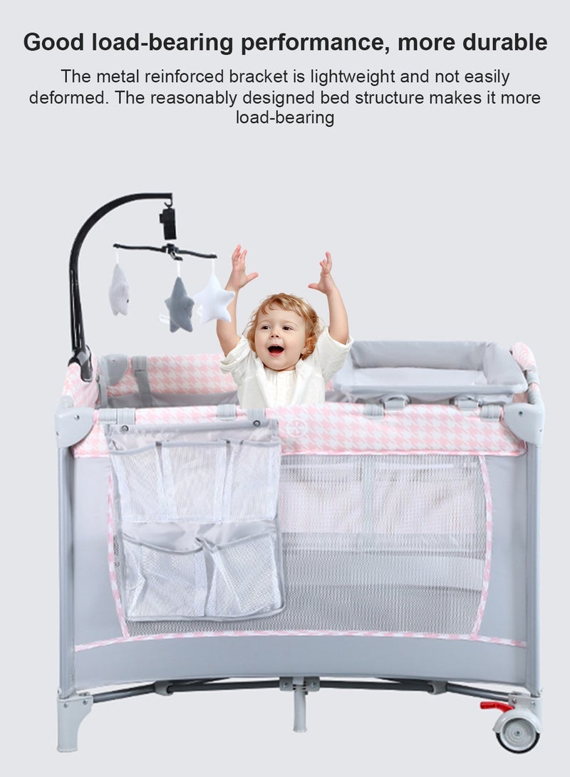 Portable Baby Nursery Center Baby Playard, Foldable Baby Crib with Changing Table