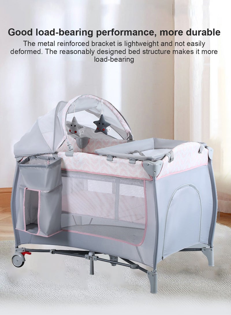 Portable Baby Nursery Center Baby Playard, Foldable Baby Crib with Changing Table