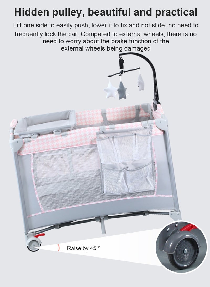 Portable Baby Nursery Center Baby Playard, Foldable Baby Crib with Changing Table