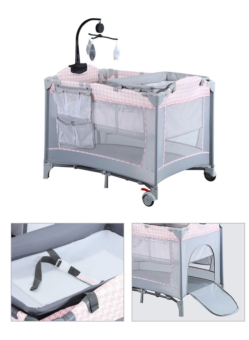 Portable Baby Nursery Center Baby Playard, Foldable Baby Crib with Changing Table