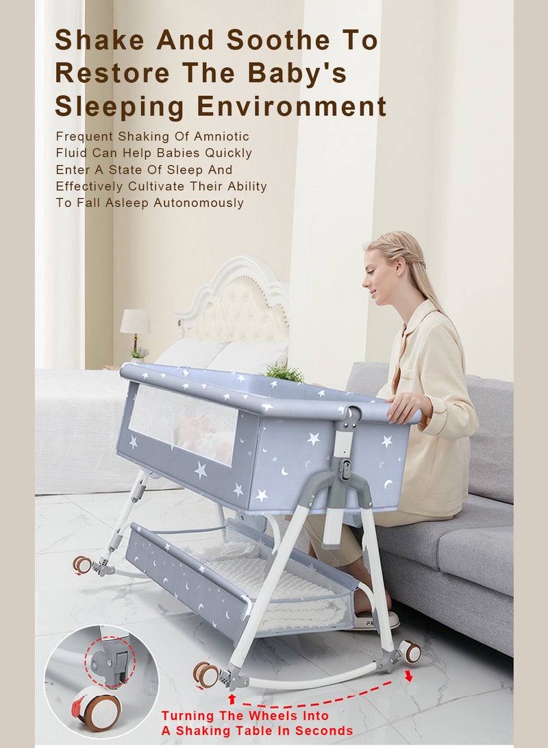 Baby Crib, Newborn Bed Splicing, Large Bed, Baby Rocking Bed, Bb Children's Bed, Rocking Bed, Multifunctional, Movable and Foldable