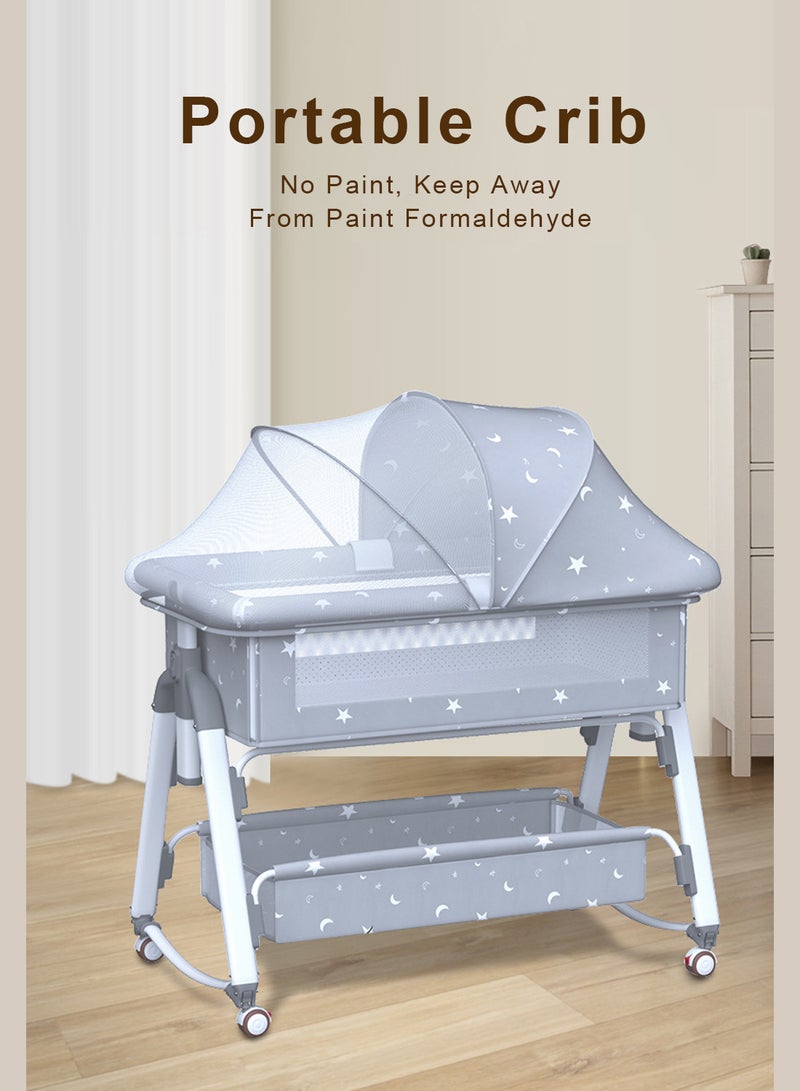 Baby Crib, Newborn Bed Splicing, Large Bed, Baby Rocking Bed, Bb Children's Bed, Rocking Bed, Multifunctional, Movable and Foldable