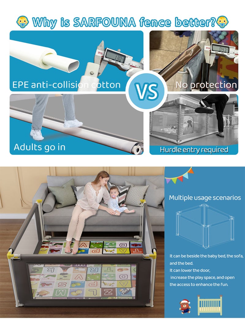 Baby Bed Rail Guard, Bed Guard Fence For Crib, Height Adjustable Playard, Bed Protection Fence