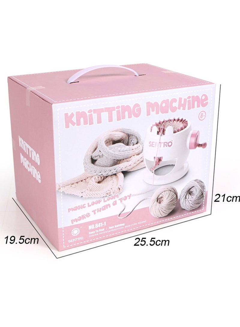 Light Pink Eggshell Children'S Small Hand-Cranked Knitting Machine, Diy Creative Wool Hat Scarf Socks Rotary Double-Layer Knitting Machine Kit, Suitable For Adults And Children