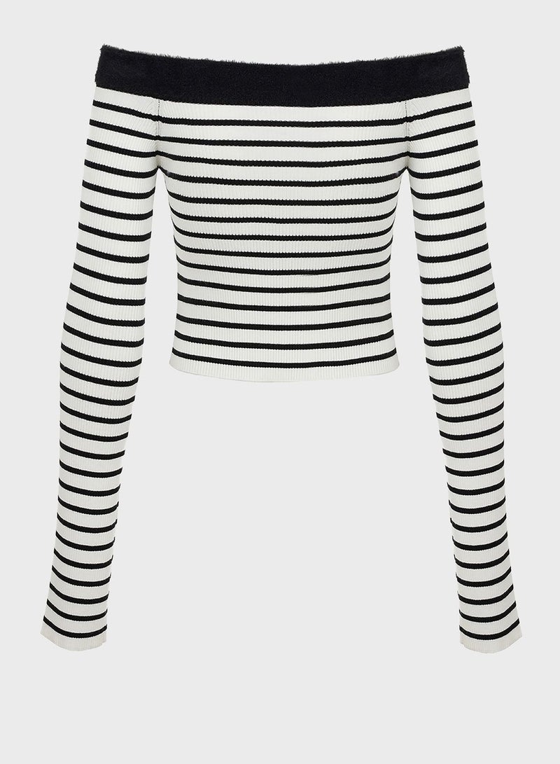 Striped Bardot Sweater