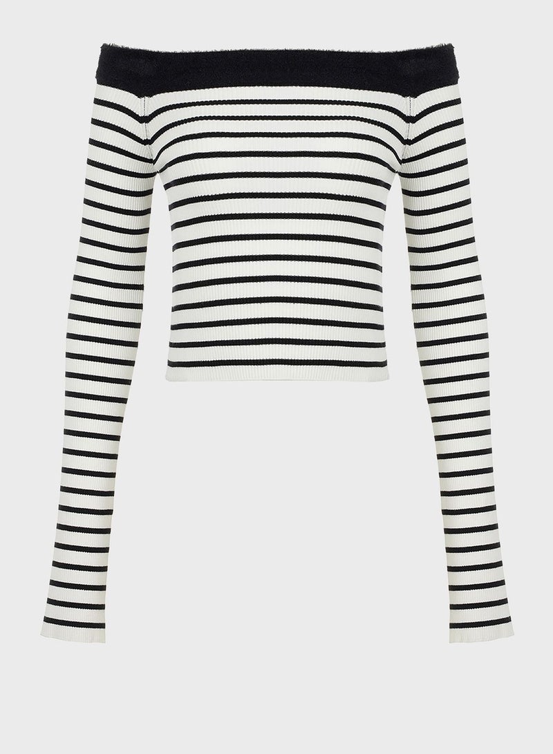 Striped Bardot Sweater