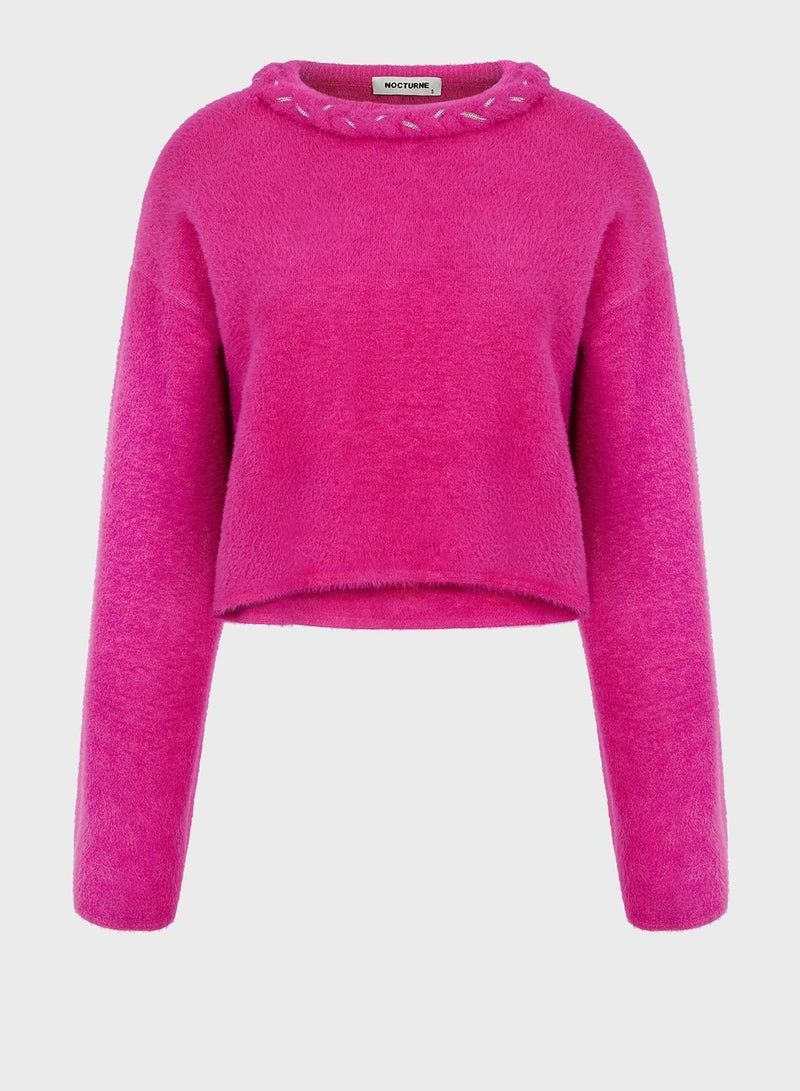 Round Neck Crop Sweater