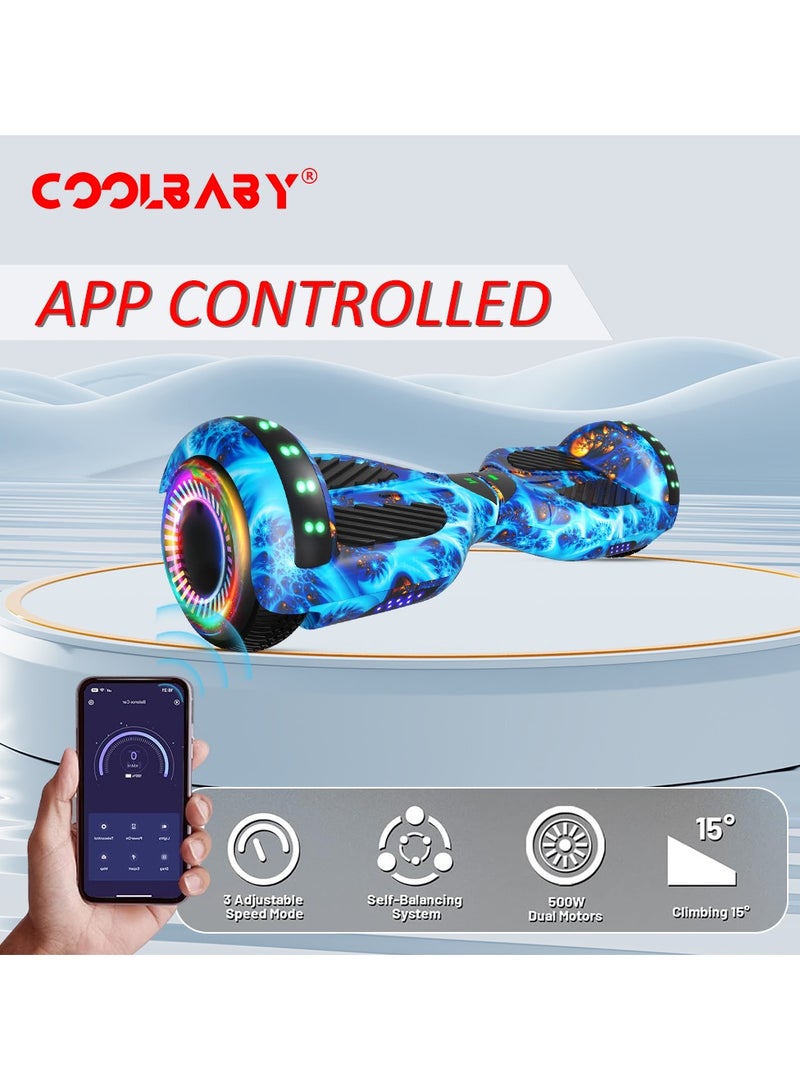 6.5inch Smart Electric Scooter 2 Wheels Self Balancing Scooter Lithium Battery Hoverboard Balance Scooter Bluetooth with Led Lights.