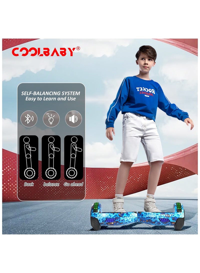 6.5inch Smart Electric Scooter 2 Wheels Self Balancing Scooter Lithium Battery Hoverboard Balance Scooter Bluetooth with Led Lights.