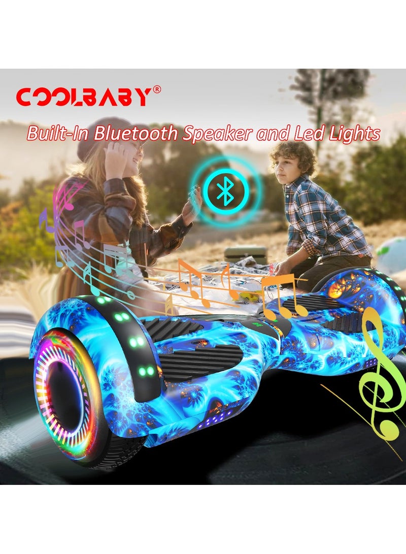 6.5inch Smart Electric Scooter 2 Wheels Self Balancing Scooter Lithium Battery Hoverboard Balance Scooter Bluetooth with Led Lights.