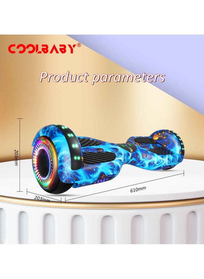 6.5inch Smart Electric Scooter 2 Wheels Self Balancing Scooter Lithium Battery Hoverboard Balance Scooter Bluetooth with Led Lights.