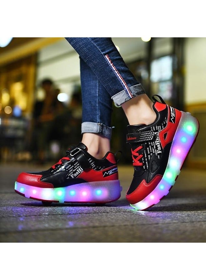 Kids LED Roller Skate Shoes Double Wheels Flashing USB Charging Sneakers for Boys & Girls Ideal for Gymnastics, Skateboarding & Birthday Gifts