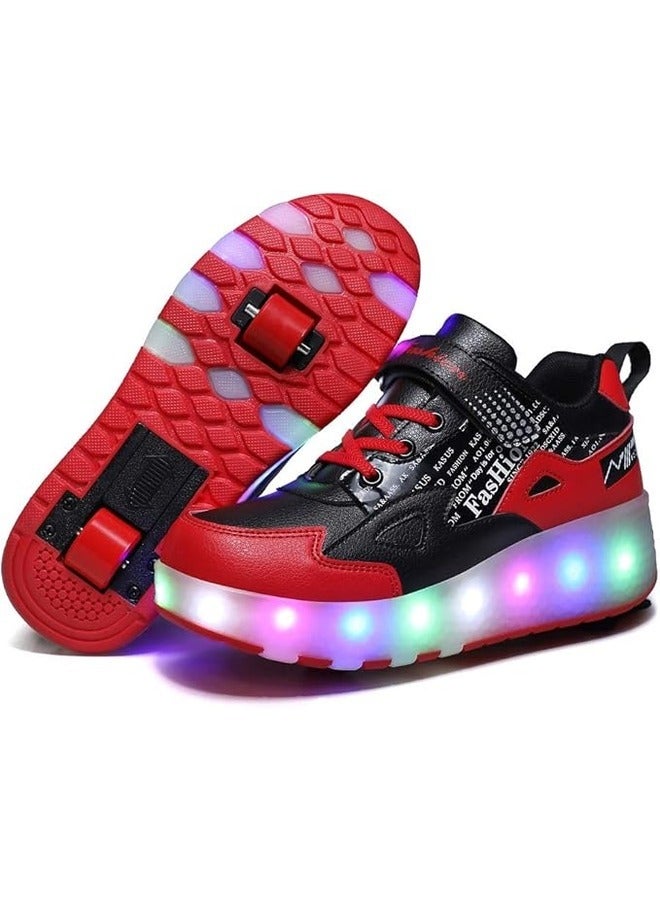 Kids LED Roller Skate Shoes Double Wheels Flashing USB Charging Sneakers for Boys & Girls Ideal for Gymnastics, Skateboarding & Birthday Gifts