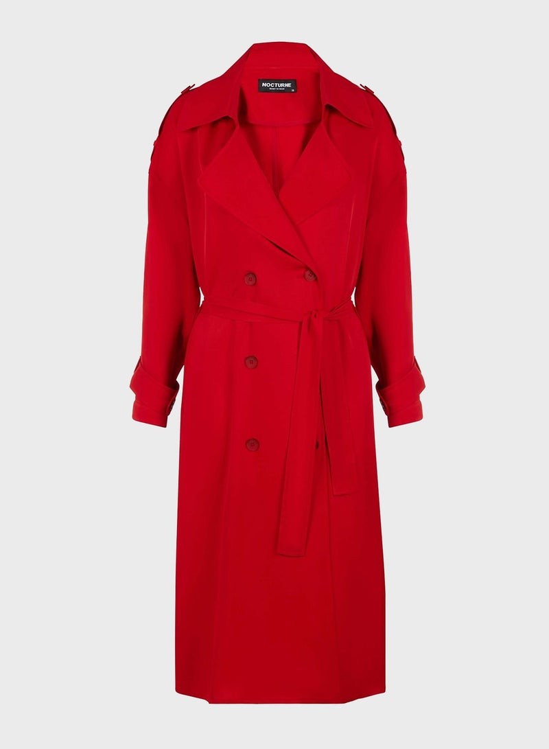 Belted Double Breasted Trench Coat