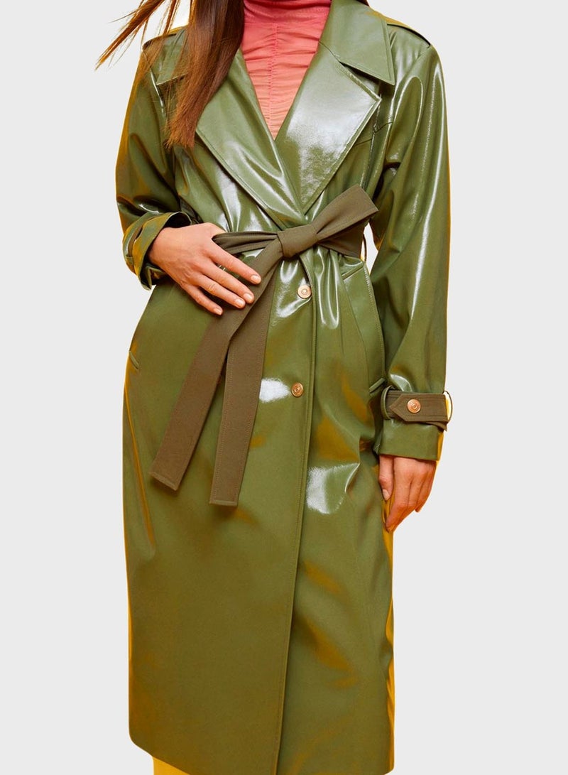 Belted Double Breasted Trench Coat