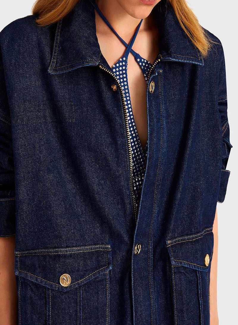 Pocket Detail Button Down Coat