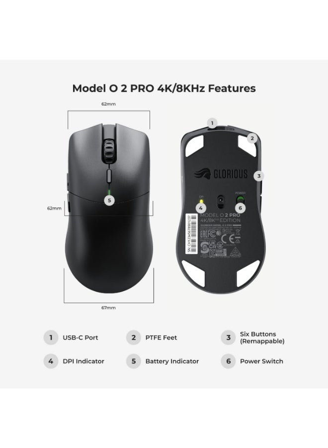 Model O 2 PRO 4K/8K Wireless Gaming Mouse - 2.4GHz, 59g Ultralight, 26K DPI
