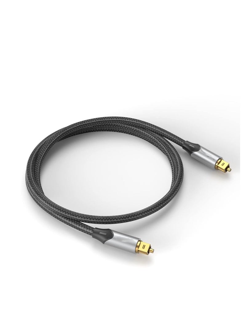 Digital Optical Audio Cable 3.3ft Nylon Braided Fiber, Slim Metal Case, Gold Plated Plug, Toslink Fiber Optic Audio Cable for Sound Bar TV PS4 S*msung Vizio Bose LG, 1 Pcs